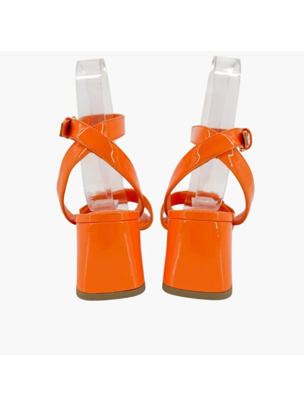 Louis Vuitton Shake LV Turnlock Sandals Orange Patent Leather Size 37 US 7 Logo